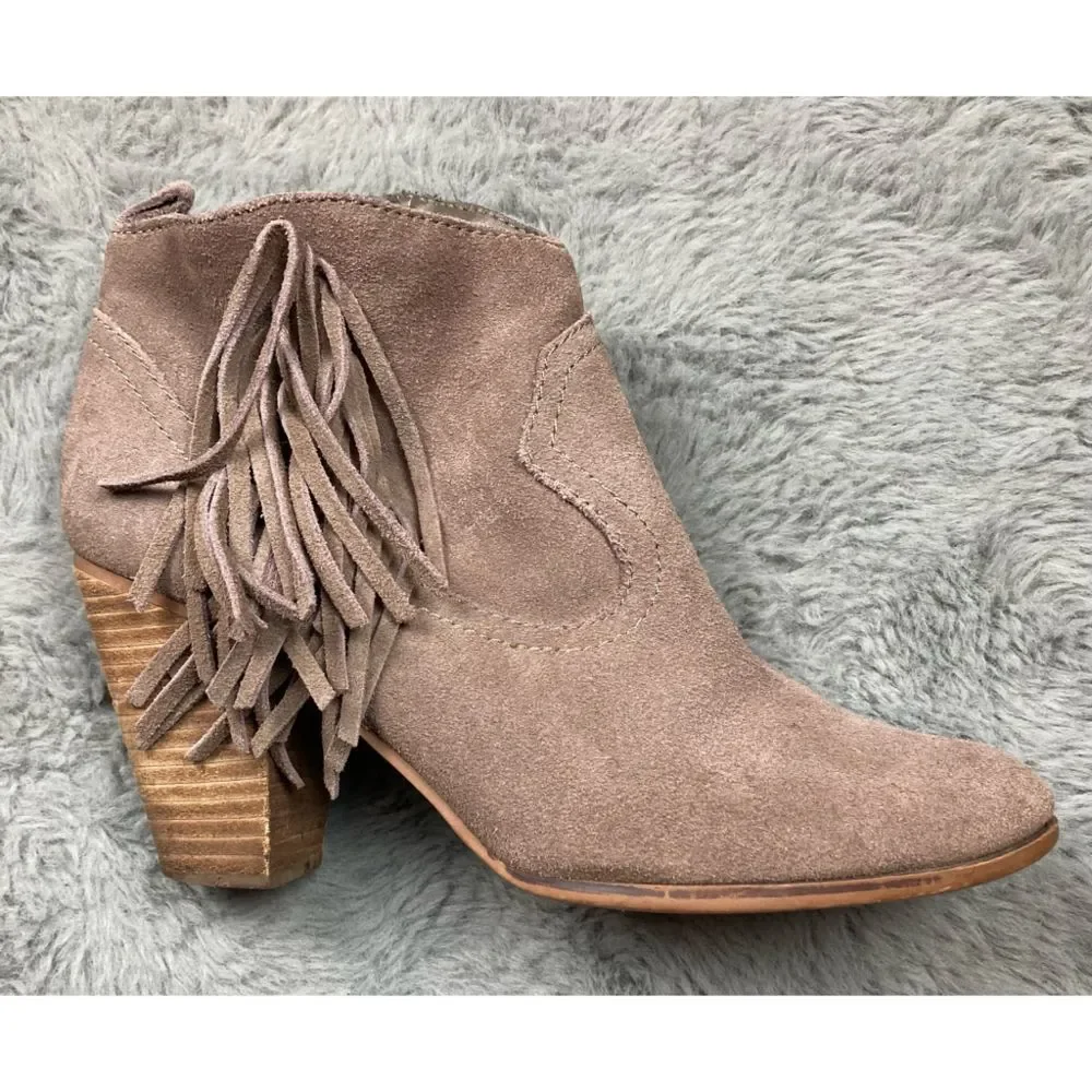 Steve Madden Taupe Suede Fringe Ankle Booties